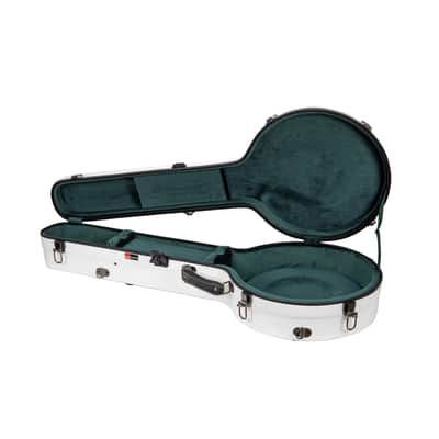 Crossrock Fiberglass Banjo Case-Fits Mastertone & Most 5-String Styles, with Interior Compartment, Backpack Straps, Hygrometer, TSA Lock-White (CRF2023MBJWT) image 5