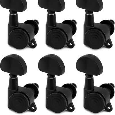 Locking Guitar String Tuning Pegs Sealed Machine Heads Tuners Tuning Keys 6 In Line for Right Handed Electric Guitar or Acoustic Guitar Half Round Head Black. image 1