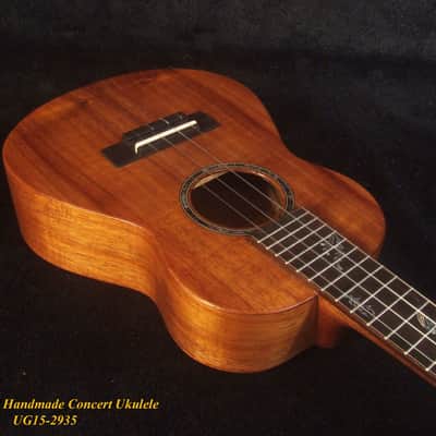 Handcrafted Concert Ukulele, Solid Hawaiian Koa, Mermaid Inlay, Soft-bag, Bruce Wei UG15-2935 image 3
