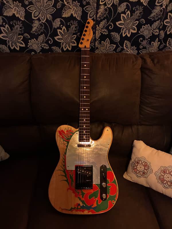 Mega Upgraded Fender Artist Series Jimmy Page Telecaster with Rosewood Fretboard Natural with Dragon Graphic