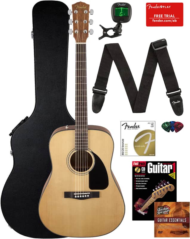Fender CD-60 Dreadnought Acoustic Guitar - Natural w/ Hard Case image 1