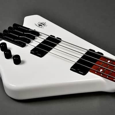 BootLegger Guitar Ace  Gen 1 Headless Bass White 7.8 Pounds White Stiletto Case &  Flask image 8