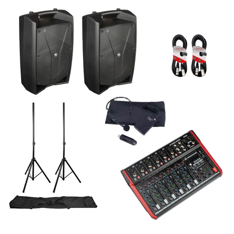 Proel V12PRO 12" Active PA System with Mixer & Wireless Headset Microphone - Ideal for Fitness & Events image 1