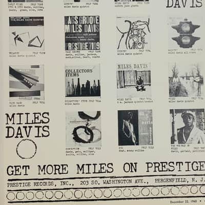 |Original| 1960 Down Beat Prestige Records Promotional Ad Featuring 14 Miles Davis Albums |Framed| image 2