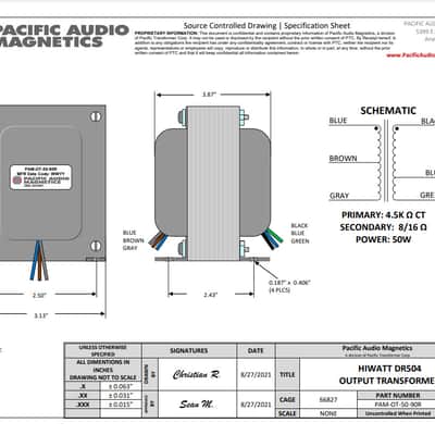 Pacific Transformer Hiwatt DR504 Output Transformer 2023 image 2