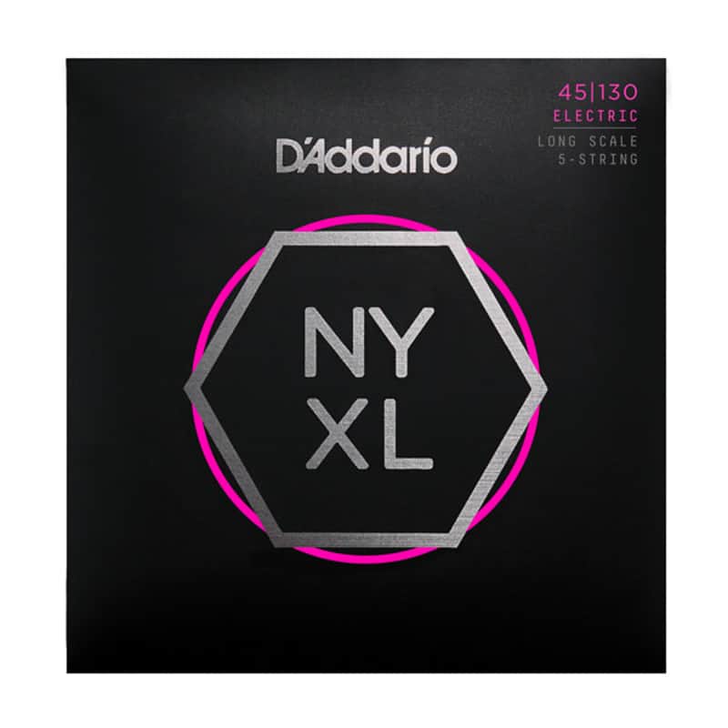 D'Addario NYXL45130 Nickel Wound Bass Guitar Strings, 5-string Regular Light, 45-130, Long Scale image 1