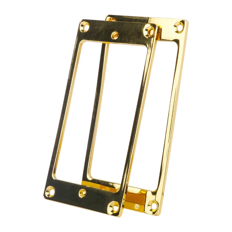 Gold Metal Humbucker Mounting Rings Set 2pc – LP SG Pickup Bezels Flat image 1