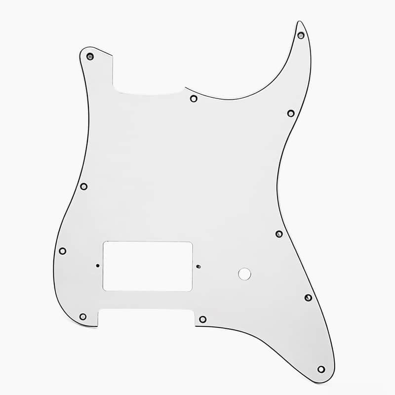 11-Hole ST Style Electric Guitar Pickguard, Single Humbucker Pickup Hole with Aluminum Foil Shielding (White 3-Ply) image 1