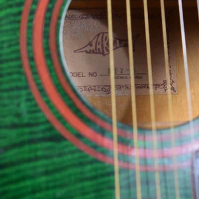 Marlin MF2-5 - Unique Vintage 80s Green Flame Top Acoustic Guitar Made In Korea image 3