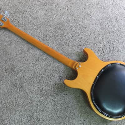Vintage 1970s Acoustic Bartell Lancer Bass Guitar Natural Version Of The "Black Widow" Rare Fretless image 6