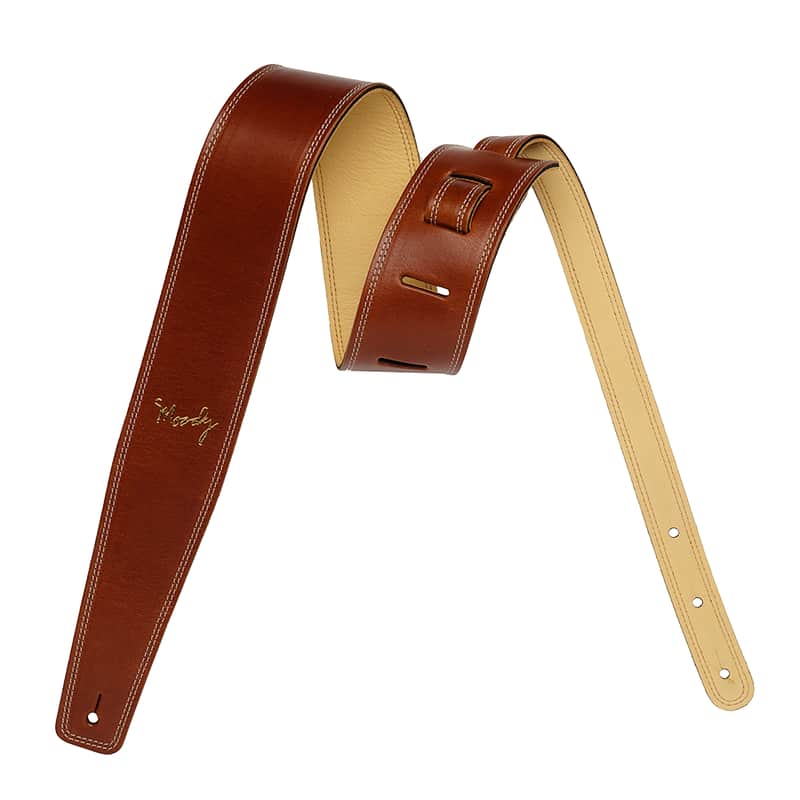 2.5" Leather Backed Guitar Strap - Light Brown/Cream Long (adjusts from 47" - 54") + $15.00 Bild 1