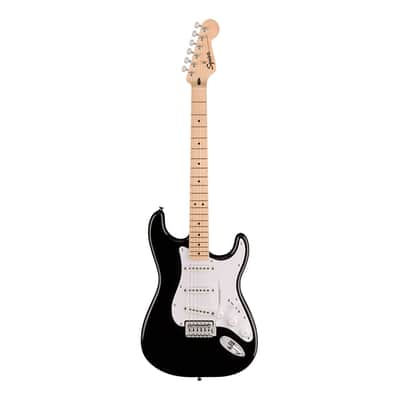 Used Squier Sonic Stratocaster Electric Guitar - Black w/ Maple FB image 2