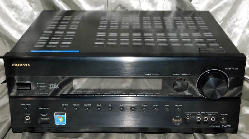 Onkyo TX-NR708 surround receiver with phono input and remote image 1