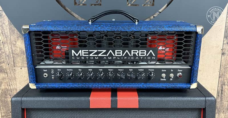 Immagine Mezzabarba M ZERO Overdrive Head ** NEW Black and Blue Snake Skin Tolex - 100 Watts - 1