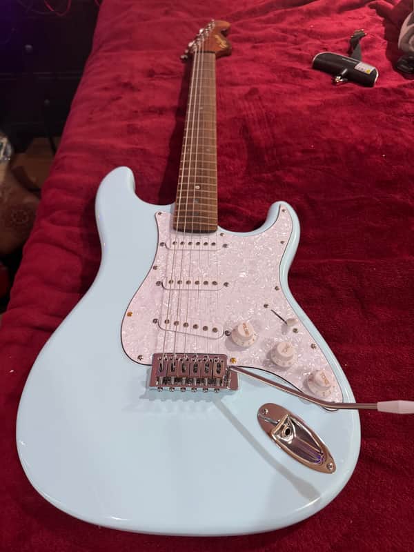 Hoffman Custom Guitars ST with roasted flame maple neck 2025 - Light blue image 1