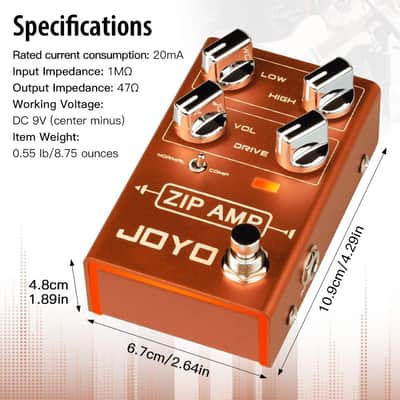 JOYO Overdrive Pedal R Series OD Pedal Rock Compression Tone with Gain COMP for Electric Guitar Effect (ZIP AMP R-04), Price include the import duty for US buyer image 3