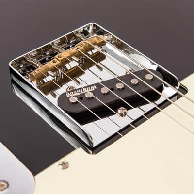 Vintage Reissued Series V75BK Brass bridge saddles, SS, Gloss Black image 6