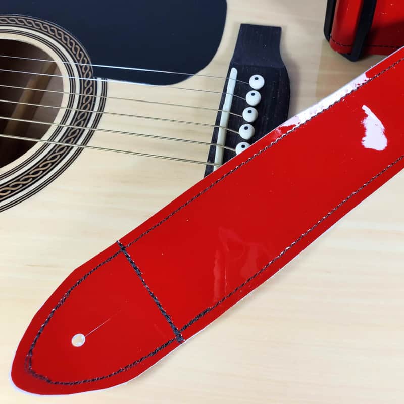 Premium Red Patent Leather Guitar Strap - Shiny Red Leather Guitar Strap - 100% Leather Guitar Strap-Fits Acoustic, Electric or Bass Guitars image 1