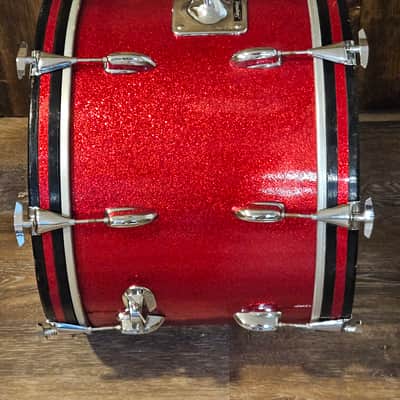 Vintage 1970s Slingerland 14x20 Bass Drum Project - 20" Red Sparkle Rewrap - No Badge - Missing Spur image 6