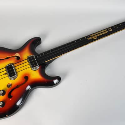1960's Hohner Bartell Original Vintage Semi-Hollow Fretless Electric Bass Guitar image 2