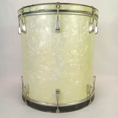 *Slingerland 16x16" 1944 WW2 Virgin Floor Tom Drum Radio King White Marine Pearl image 2