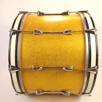 Slingerland 14x22"Gold Sparkle Bass Drum Vintage70s 5ply Maple Marching/Parade image 7