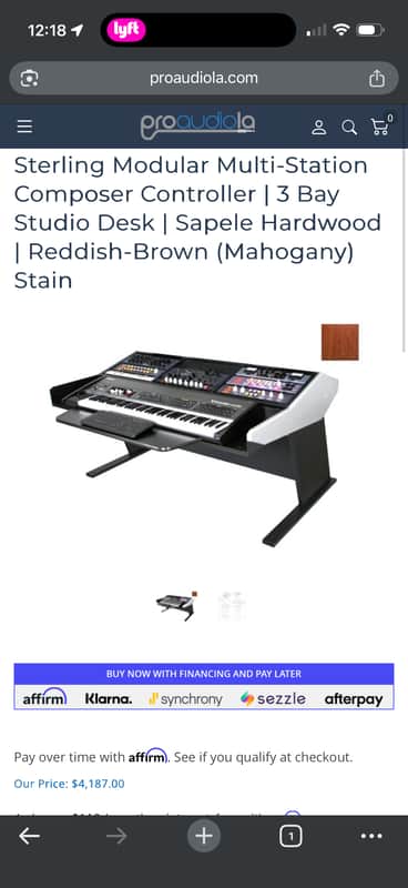 Sterling Modular Sterling Modular Multi-Station Composer Controller | 3 Bay Studio Desk | Sapele Hardwood | Reddish-Brown (Mahogany) Stain - Black,Metal image 1