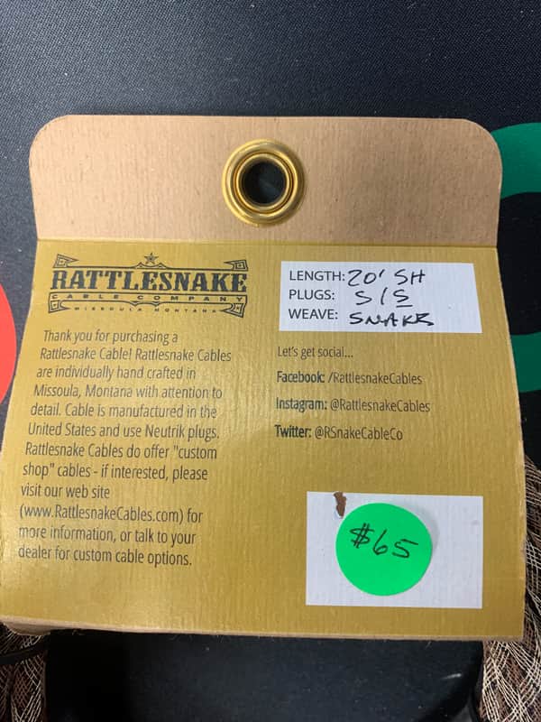 Rattlesnake Instrument Cable 20 Foot image 1