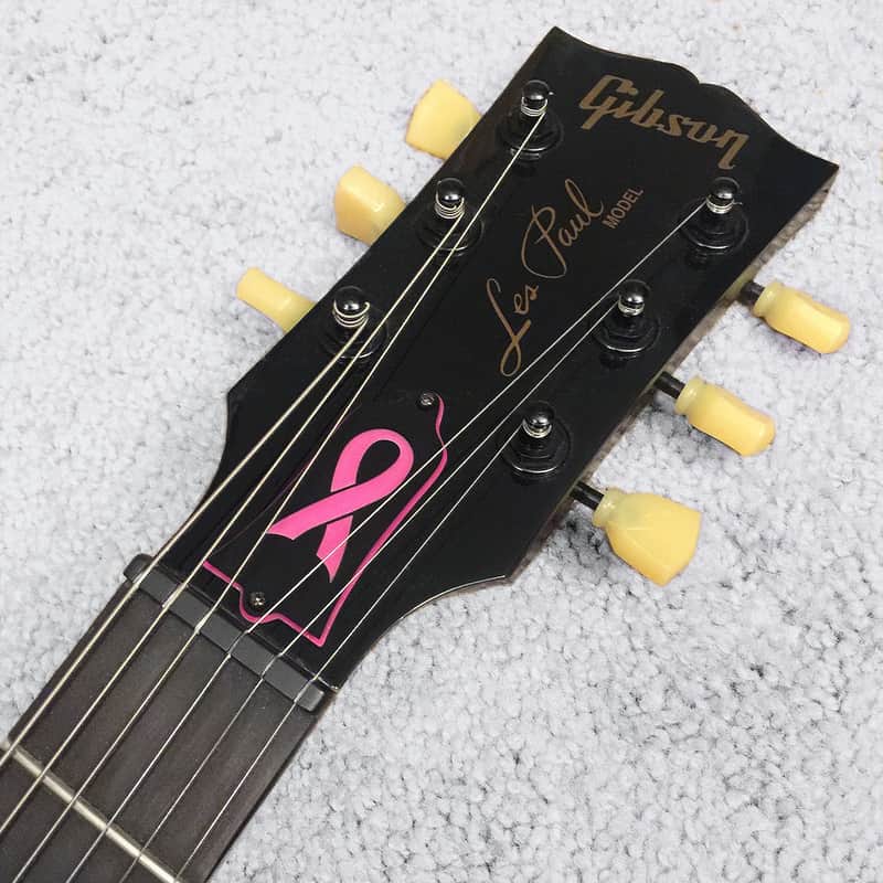 GUITAR TRUSS ROD COVER - Etched Engraved - Fits USA GIBSON - BREAST CANCER AWARENESS RIBBON - PINK image 1