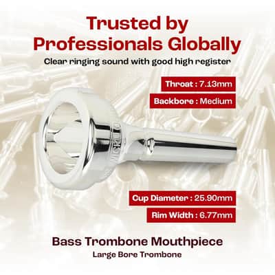 Denis Wick Classic Trombone Mouthpiece Silver Plated, 5880-12CS - V-Type Design for Balanced Tone & Smooth Response - Small Shank Fitting Trombone Accessory 24.7 x 6.5 x 6.1mm image 4