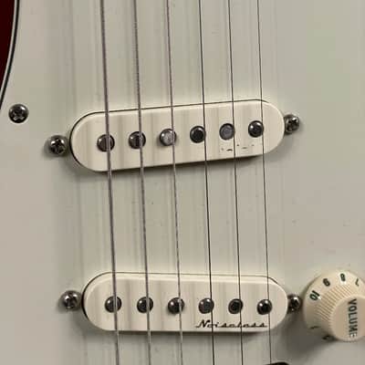1998 Fender American Deluxe Stratocaster MN Crimson Red Transparent w/ Hard Case image 4