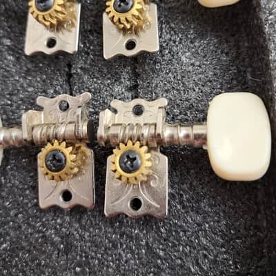 Unbranded Ukulele Uke Open Tuning Machines Tuners -Set of 4 (2+2) - Chrome w/ Ivory Knobs/ Buttons - Screws & Ferrules/Bushings image 2