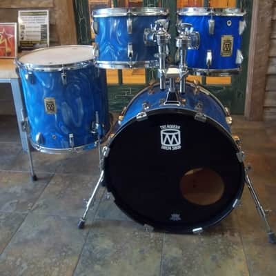 Modern Drum Shop New York City Custom Designed 4 Piece Drum Set Blue Swirl image 1