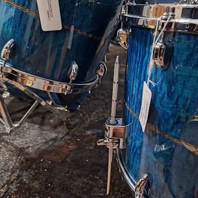 Tama Star Maple 5pc Drum Set Ocean Blue Curly Maple w/Outer Inlay image 4