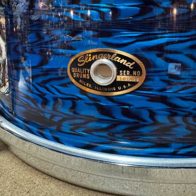 Slingerland No. 161 Deluxe Student Model 5.5x14" 6-Lug Snare Drum with Stick-Saver Hoops 1964 - 1976 - Blue Agate Pearl image 2
