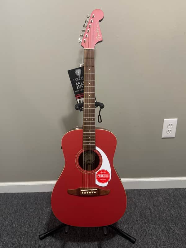 Fender Malibu Player - Walnut Fingerboard, White Pickguard, Fiesta Red image 1