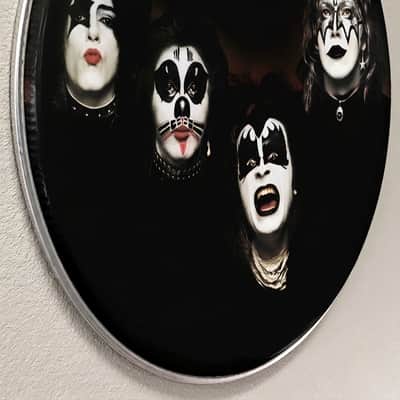 KISS, 22" Bass Drum Head, 1974 First Album, Gene, Paul, Ace, Peter, Wall Art image 2