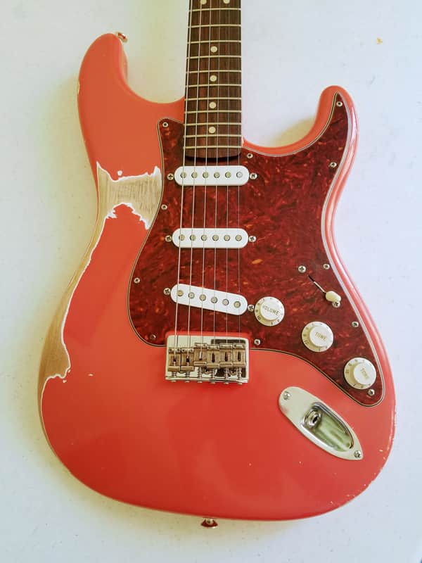 Loaded Custom Stratocaster body (relic) - Faded fiesta red image 1