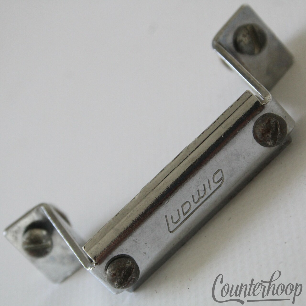 Ludwig P32 Butt Plate Vintage 70s Block Logo Snare Drum Part Strainer Holder USA — main photograph