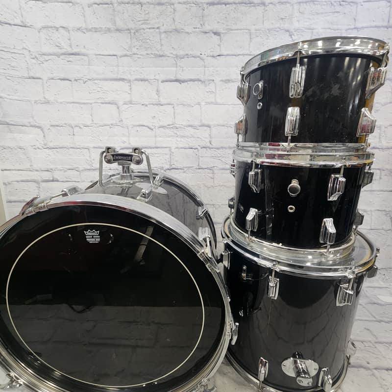 Rogers Script Era 9/72 4pc Drum Kit - Black - 22, 16, 13, 12 image 1