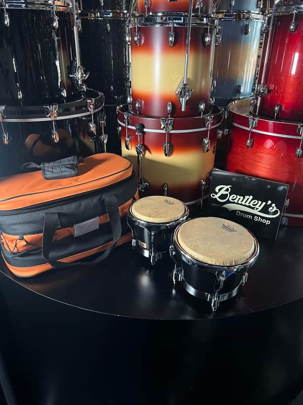 L.P. Latin Percussion Black Fiberglass Bongos w/Deluxe Case image 1