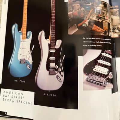 Fender Brochure Catalog 90s-2000s left-handed Stratocaster hardtail Fat American Standard paisley floral Strat Texas special American series telecaster American precision jazz bass five string hot rodded image 8