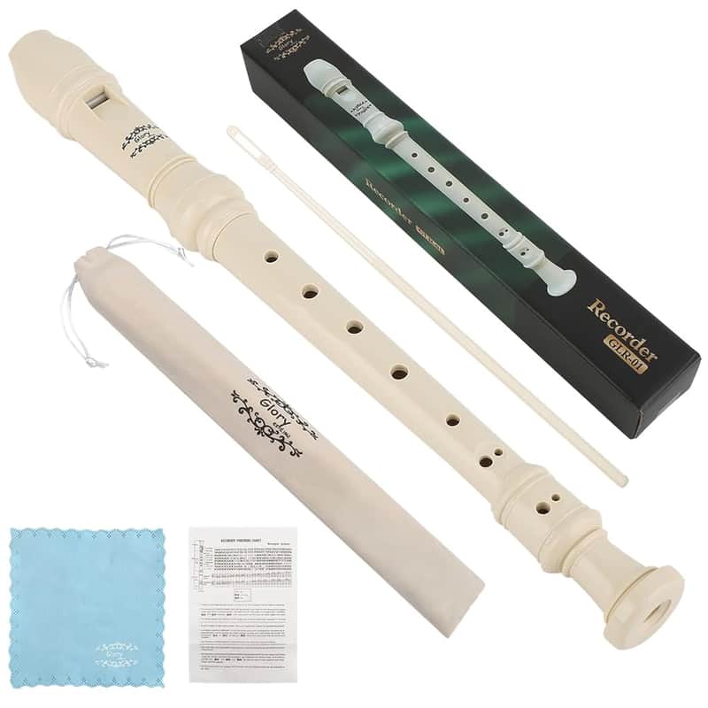 Glory Soprano Recorder Instrument For Kids Beginner, German Fingering C Key Recorder Instrument,Beige image 1