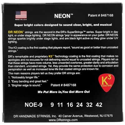 Hi Def Neon Orange 6 Cordes Light 9-42 DR Strings image 3