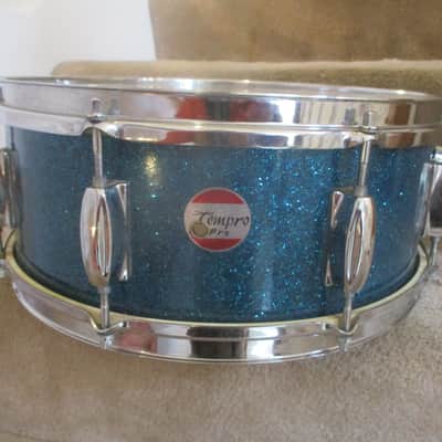 TEMPRO PRO Vintage 14 X 5 Snare Drum, Made In Japan 1960s, Blue Sparkle, 8 Lugs - Outstanding! image 7