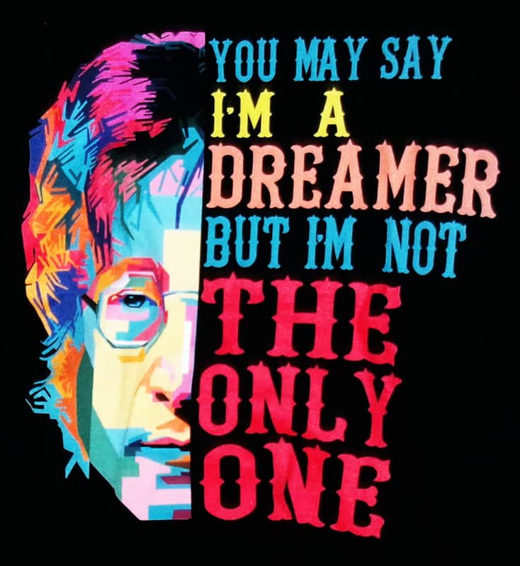 john lennon you may say i'm a dreamer MINT vintage M tee - beatles yoko imagine rock new york epiphone love image 1