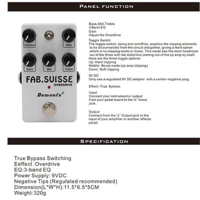 Demon FX FAB.SUISSE Overdrive w/toggle option. Just Arrived! Fast U.S. Ship image 5