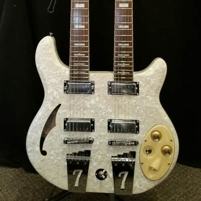 Italia Rimini Twin Double Neck, White Pearl, Redburst back 2015 NOS image 16