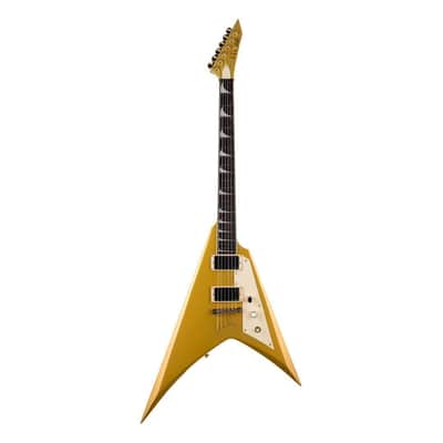 ESP LTD KH-V Kirk Hammett Signature 6-String Right-Handed Electric Guitar with Korina Body, Maple Neck, and Macassar Ebony Fingerboard (Metallic Gold) image 1