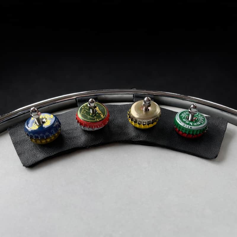 GoVintage - Mr Jingles Bottle Cap - mini snare tambourine - snare drum sound enhancer image 1